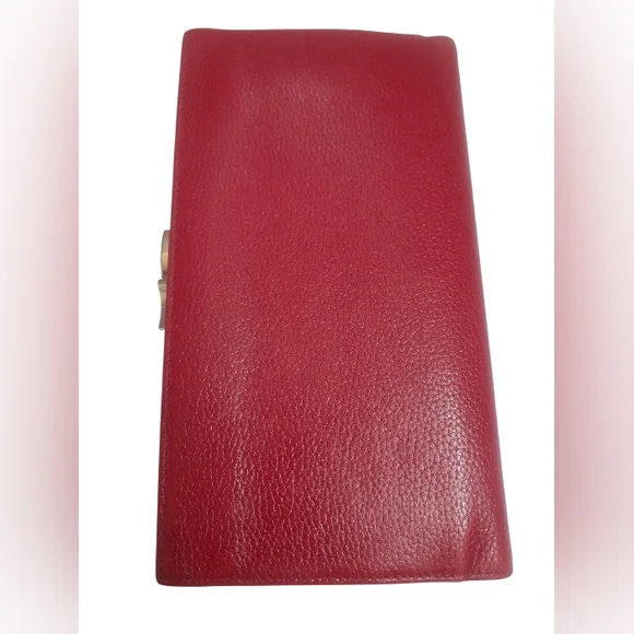 Longchamp Vintage Red Leather Kisslock Wallet - Picture 2 of 15
